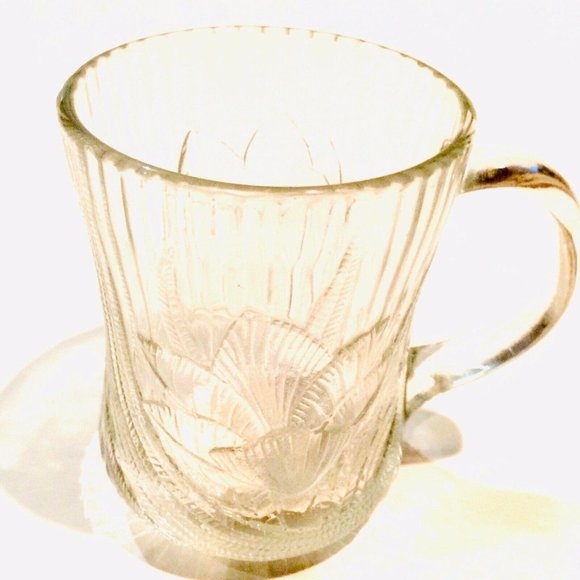 Clear Glass Lotus Flower Mug ARCOROC FRANCE Botany - Picture 9 of 12